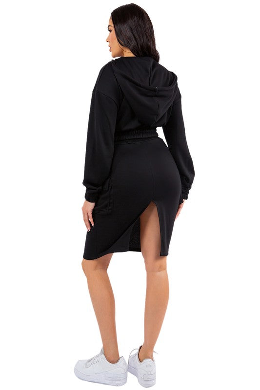 TOP TWO PIECE DRESS SET BLACK