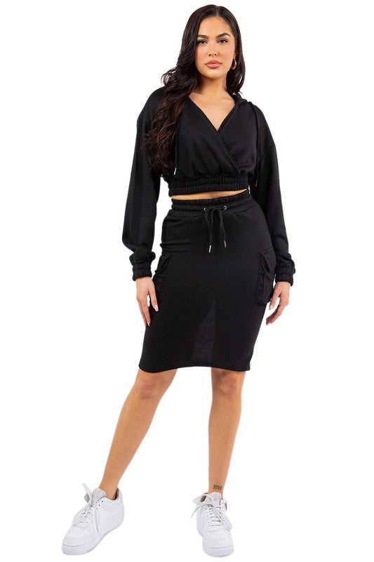 TOP TWO PIECE DRESS SET BLACK