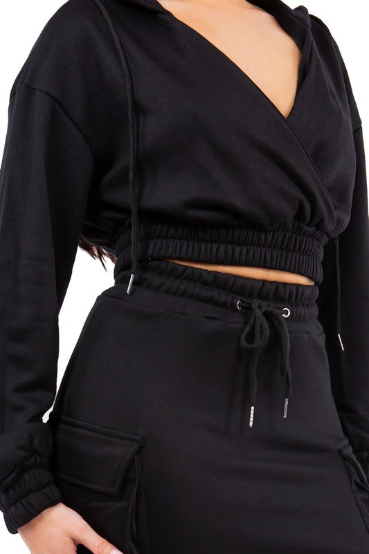 TOP TWO PIECE DRESS SET BLACK