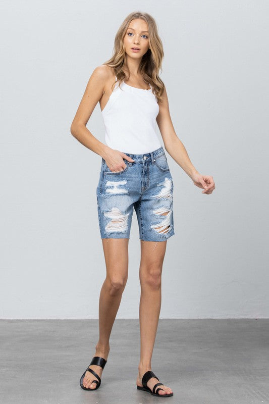 DISTRESSED PREMIUM BERMUDA SHORTS