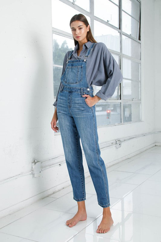 Pocket Detail Denim Overall Jumpsuit