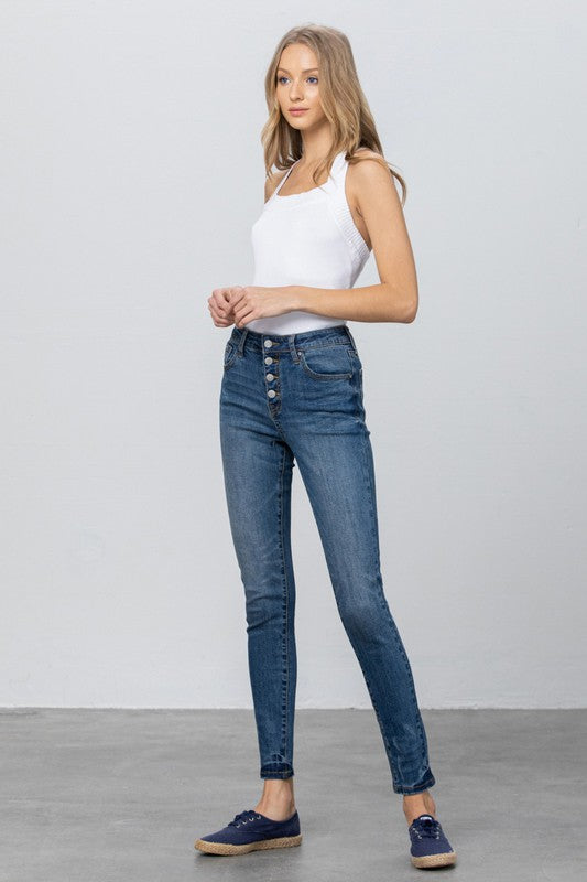 MID RISE BUTTON DOWN SKINNY