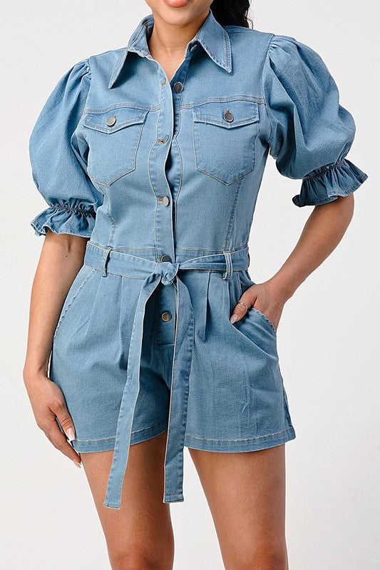 DENIM BUTTON DOWN ROMPER