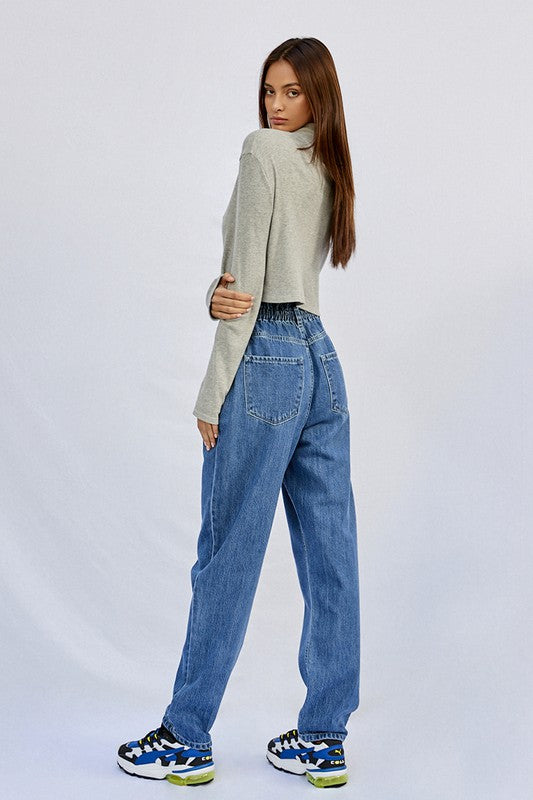 Super High Rise Pleated Mom Jeans