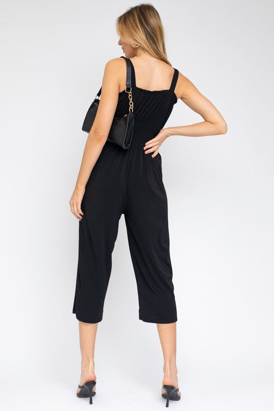 Sleeveless Drawstring Cropped Jumpsuit