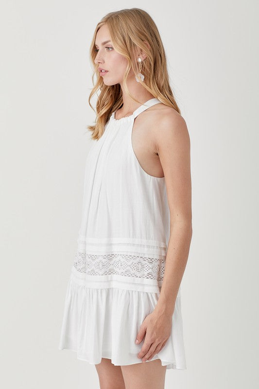 Halter Neck Trim Lace with Folded Detail Dress