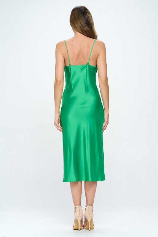 Satin Bias Slip Dress with Slit