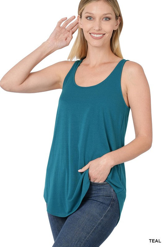 Sleeveless Round Neck & Round Hem Top