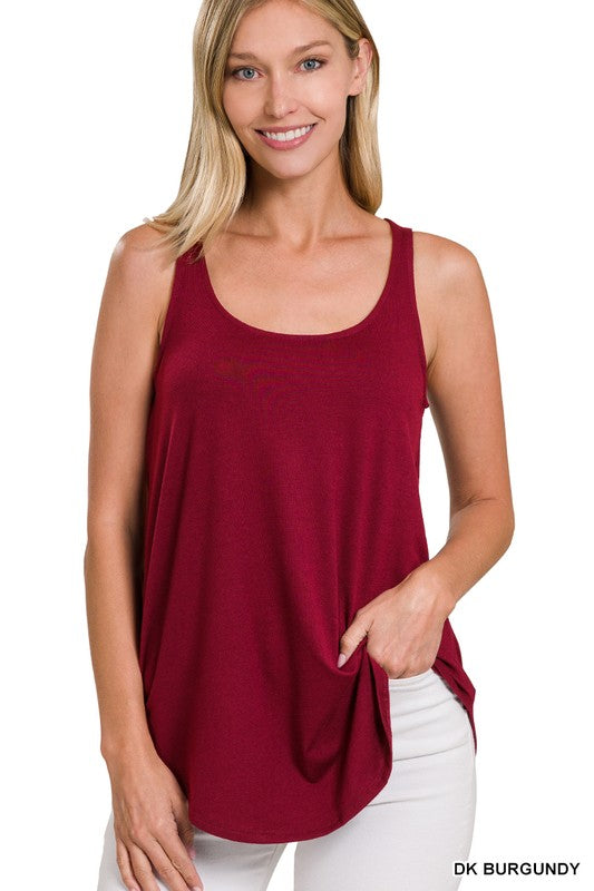 Sleeveless Round Neck & Round Hem Top