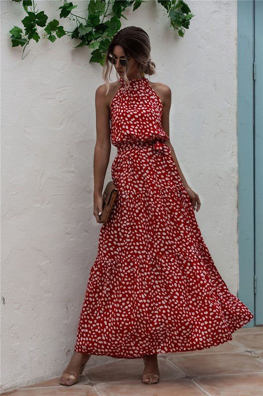 Womens Polka Dot Maxi Dress