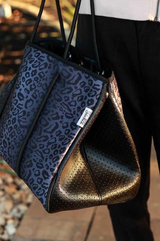 The Marissa - Black Leopard Neoprene Bag