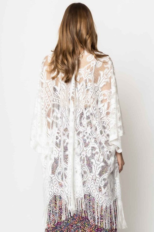 Elegant Lace Fringed Kimono