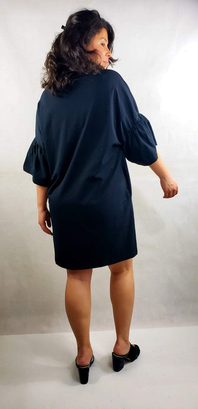 Jersey Dress Black short sleeve with pockets