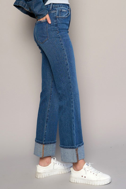 HIGH-RISE CUFFED CROP BOOT JEANS