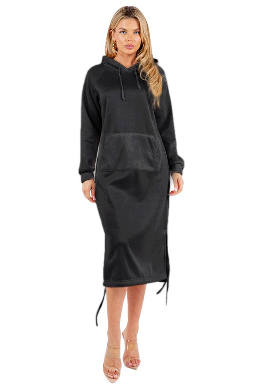 WOMEN FASHION LONG MAXI HOODIE DRESS