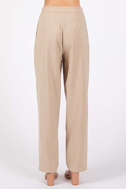 High-Waisted Pleated Slacks