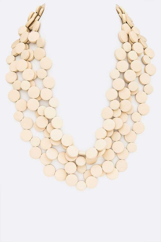 Wooden Disk Statement Layer Necklace