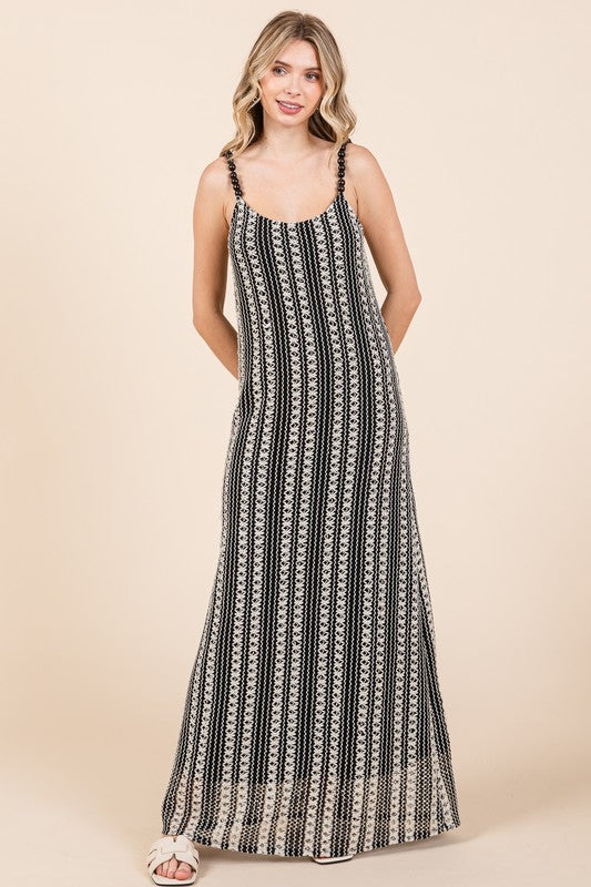 Plus Stripe See-Through Maxi Dress