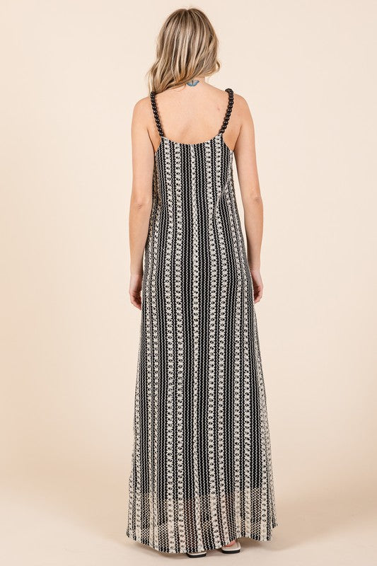 Stripe See-Through Maxi Dress