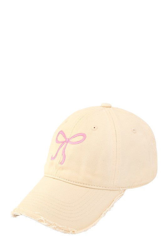 Ribbon Embroidered and Wash Baseball Cap