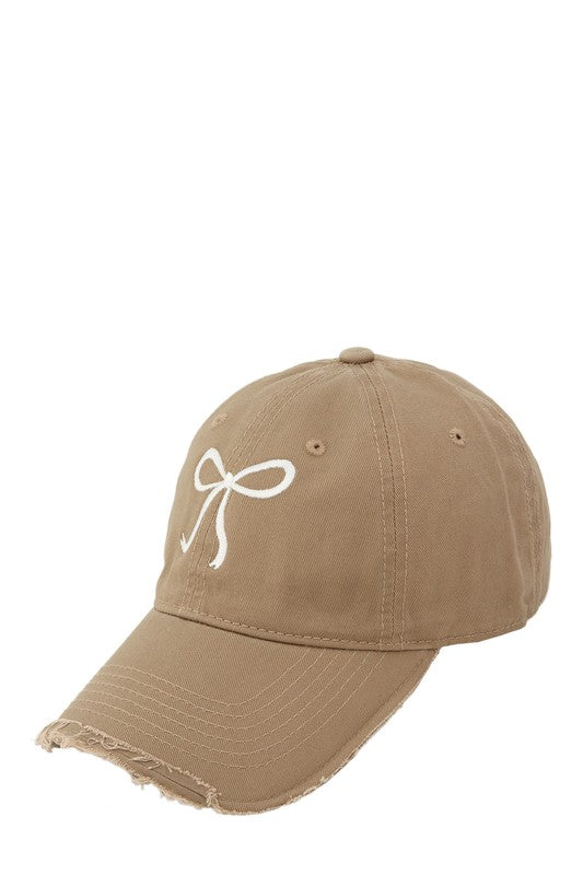 Ribbon Embroidered and Wash Baseball Cap