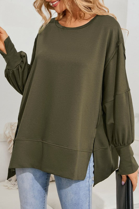 Women Patchwork Drop Shoulder Oversized Top