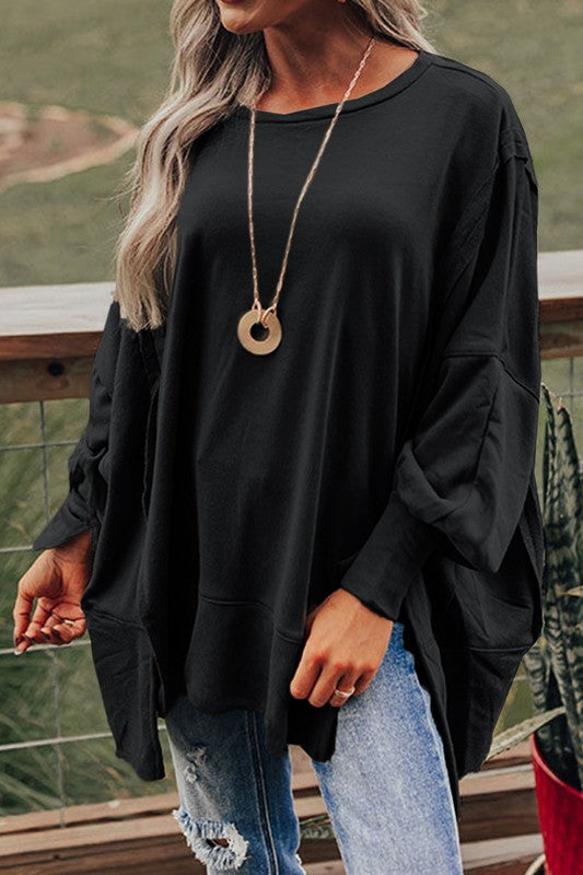 Women Patchwork Drop Shoulder Oversized Top