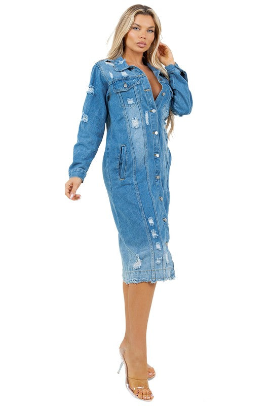 WOMEN LONG DENIM JACKET