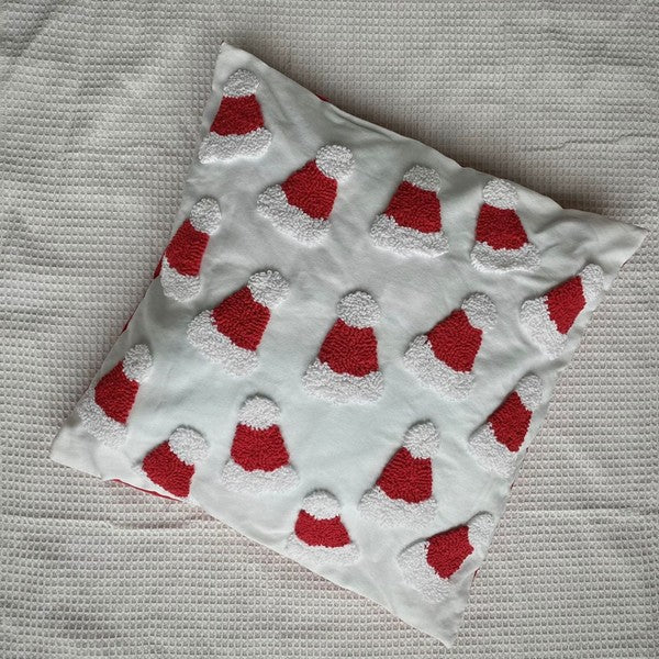 Santa Hat Throw Pillow Cover, 20x20 Tufted Design