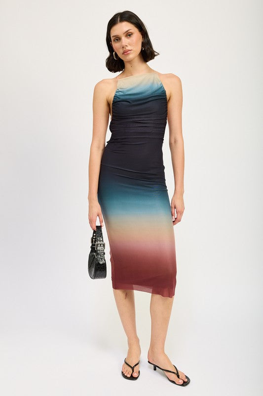 HALTER NECK OMBRE MAXI DRESS