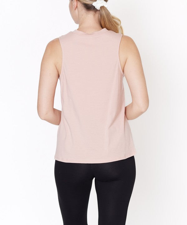 V -Cut Edge Sleeveless Cotton Jersey Top