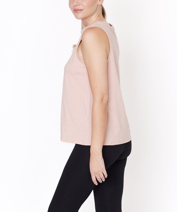 V -Cut Edge Sleeveless Cotton Jersey Top