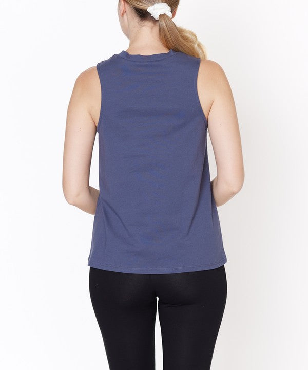 V -Cut Edge Sleeveless Cotton Jersey Top