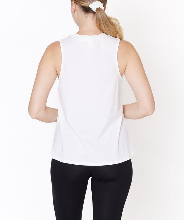 V -Cut Edge Sleeveless Cotton Jersey Top