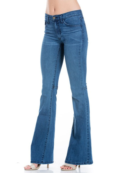 mid rise flare bell bottom denim jeans pants