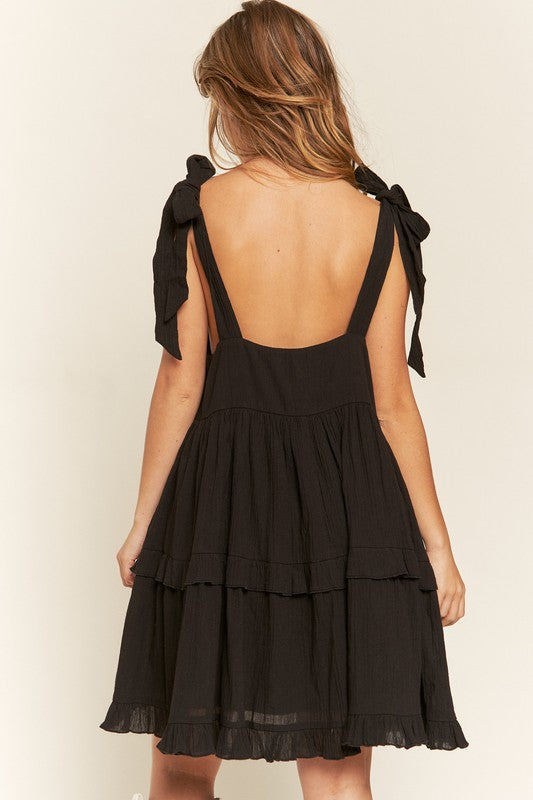 Square neck ruffle dress