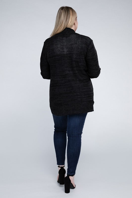 Plus Solid Open Front Cardigan